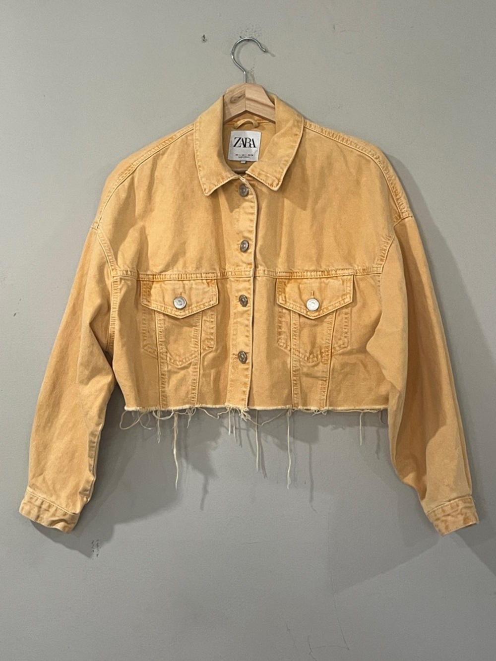 ZARA Cropped Denim Jacket in Mustard